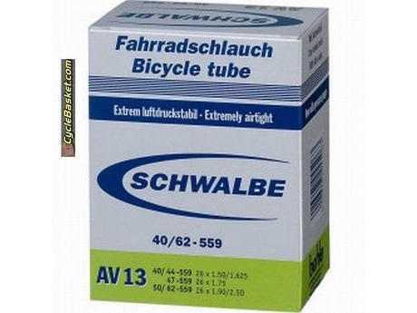 SCHWALBE TUS2675A 26x1.5-2.5 AV (Auto/Schrader) Tube AV13. click to zoom image