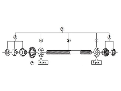 Shimano 3SW 9801 FH-M595 Complete Rear Axle click to zoom image